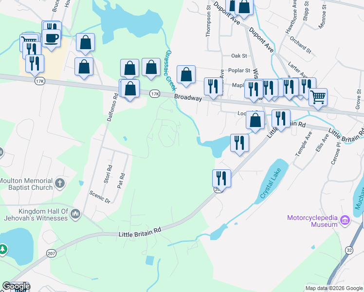 map of restaurants, bars, coffee shops, grocery stores, and more near 88 Brookview Lane in Newburgh
