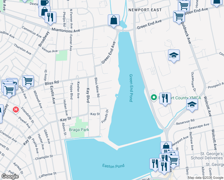 map of restaurants, bars, coffee shops, grocery stores, and more near 32 Acacia Drive South in Middletown
