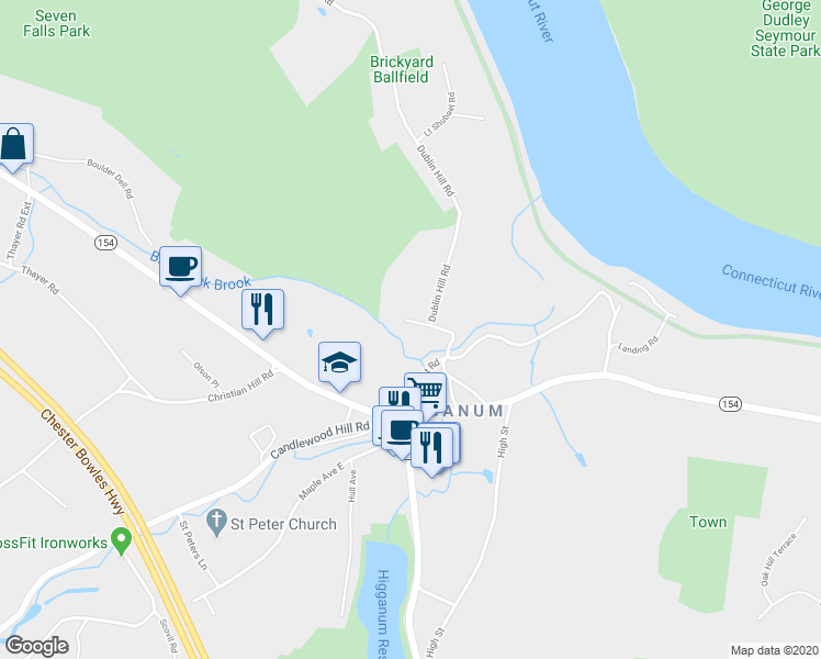 map of restaurants, bars, coffee shops, grocery stores, and more near 7 Dublin Lane in Haddam