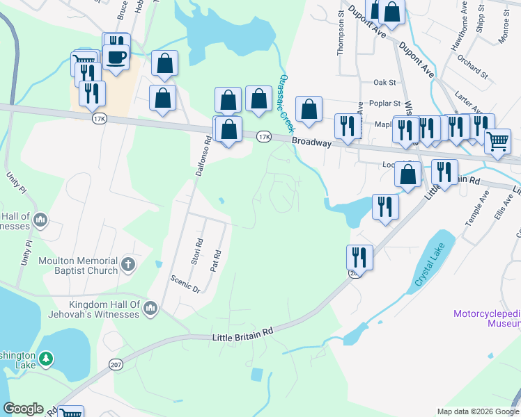 map of restaurants, bars, coffee shops, grocery stores, and more near 67 High Point Circle in Newburgh