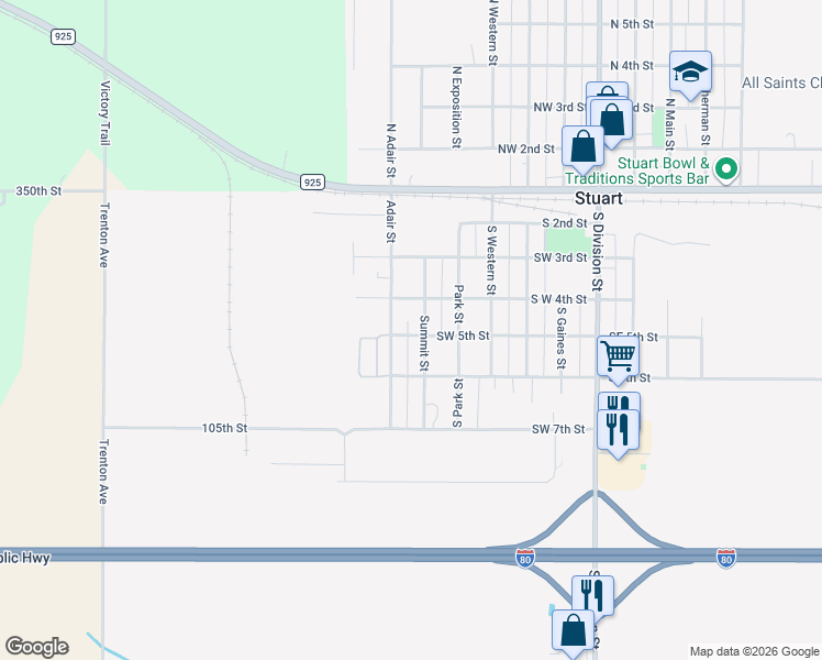 map of restaurants, bars, coffee shops, grocery stores, and more near 503 Adair Street in Stuart