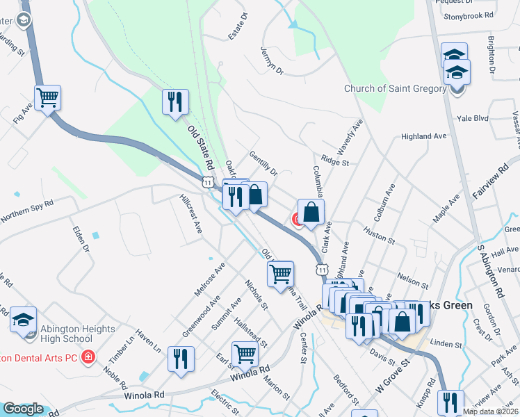 map of restaurants, bars, coffee shops, grocery stores, and more near 409 N State St in Clarks Summit