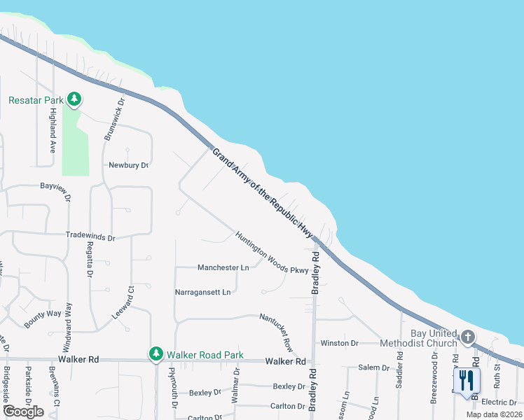 map of restaurants, bars, coffee shops, grocery stores, and more near 31013 Lake Road in Bay Village