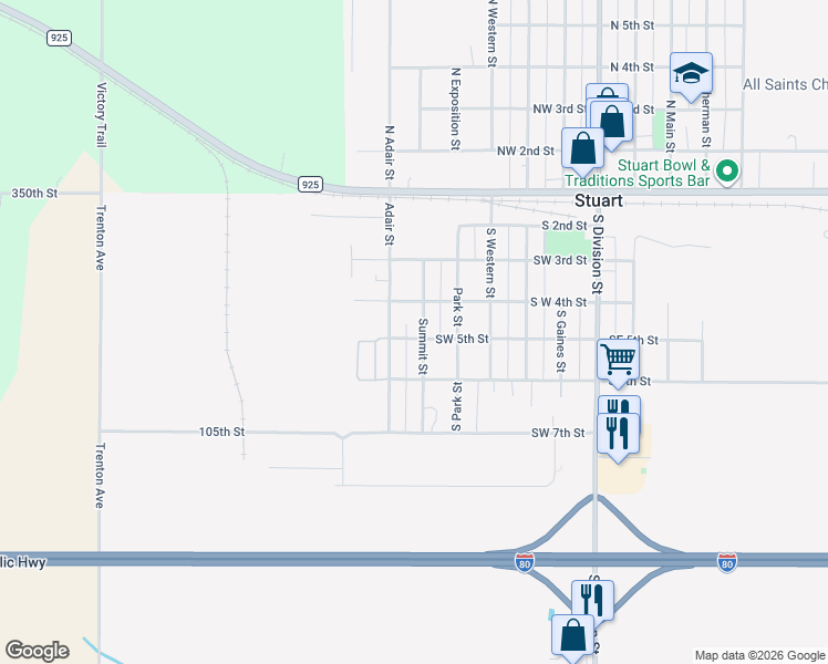 map of restaurants, bars, coffee shops, grocery stores, and more near 503 Adair Street in Stuart