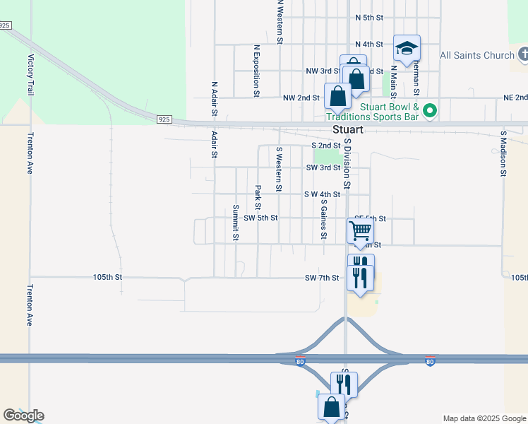 map of restaurants, bars, coffee shops, grocery stores, and more near 504 South Western Street in Stuart