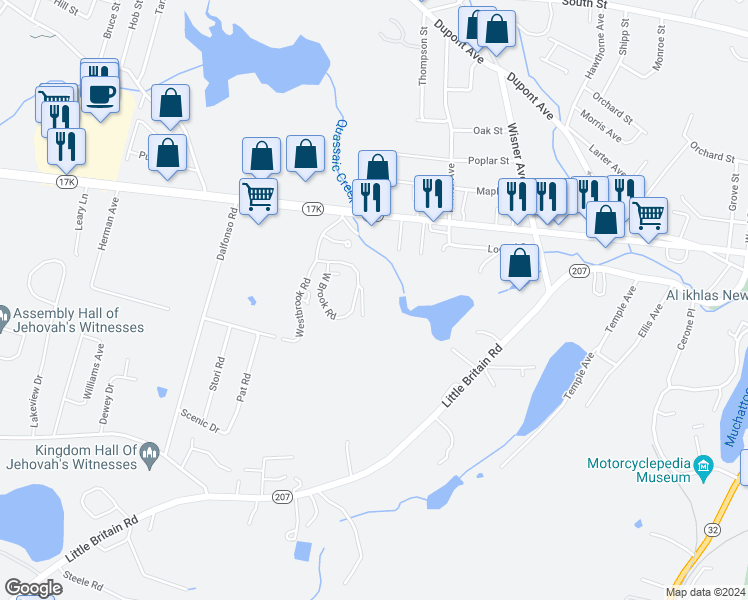 map of restaurants, bars, coffee shops, grocery stores, and more near 140 High Point Circle in Newburgh