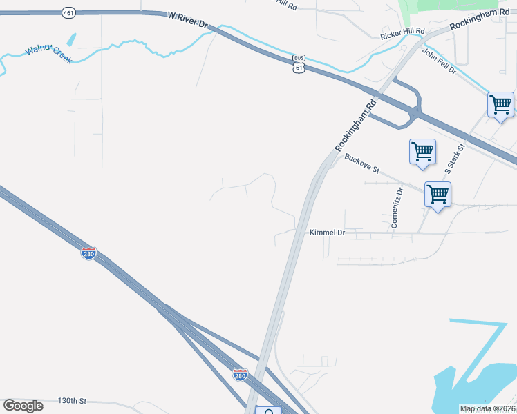 map of restaurants, bars, coffee shops, grocery stores, and more near 1915 Terrace Court in Davenport