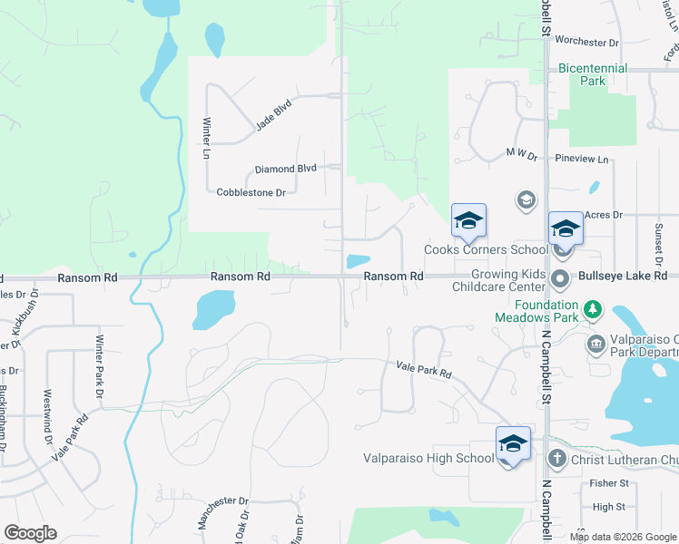 map of restaurants, bars, coffee shops, grocery stores, and more near 1180-1294 Ransom Rd in Valparaiso