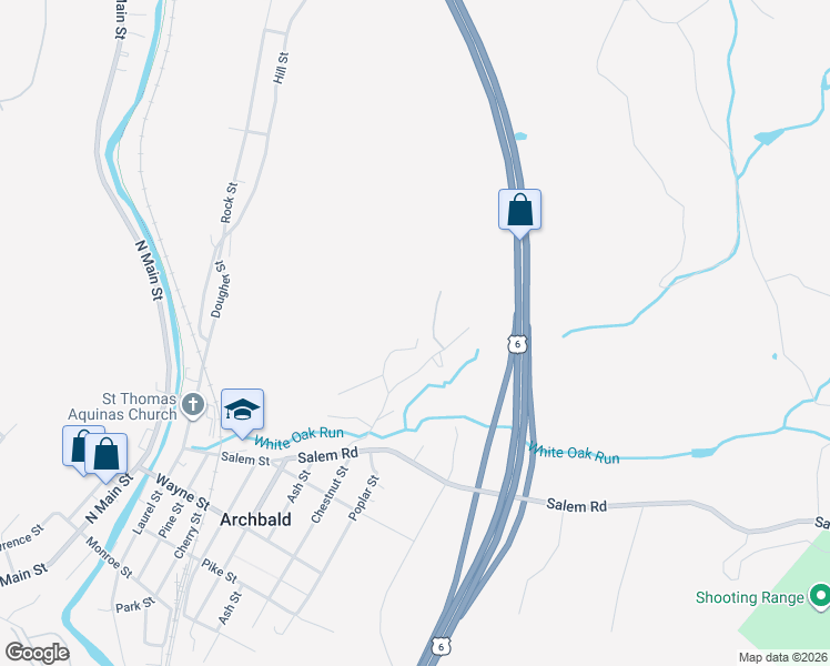 map of restaurants, bars, coffee shops, grocery stores, and more near 200 Goldbutton Street in Archbald