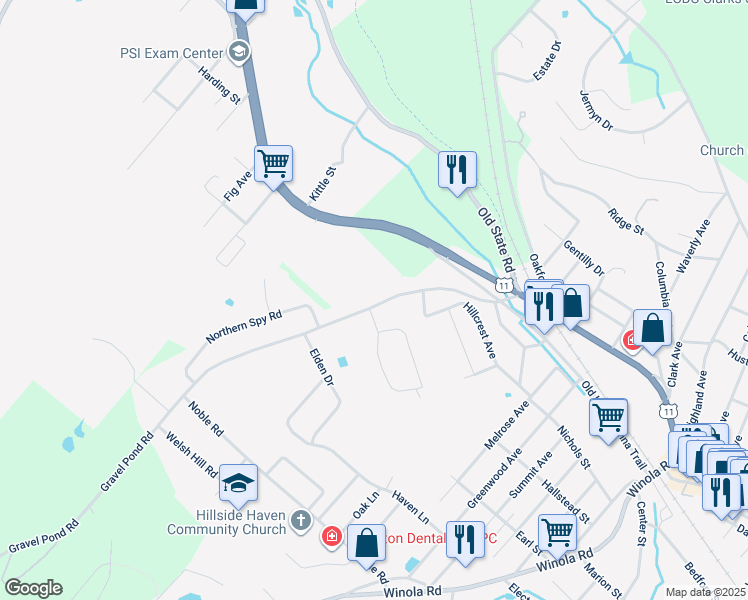 map of restaurants, bars, coffee shops, grocery stores, and more near 223 Gravel Pond Road in Clarks Summit