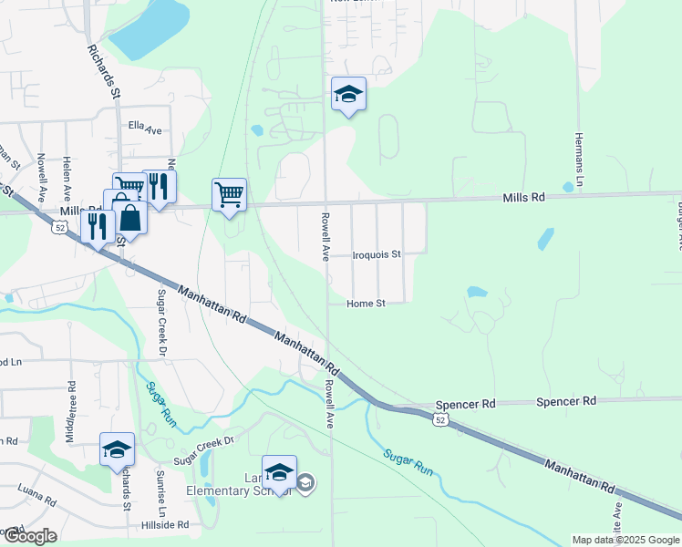 map of restaurants, bars, coffee shops, grocery stores, and more near 1314 Rowell Avenue in Joliet