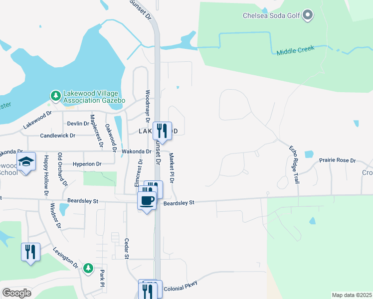 map of restaurants, bars, coffee shops, grocery stores, and more near 9310 Market Place Drive in Norwalk