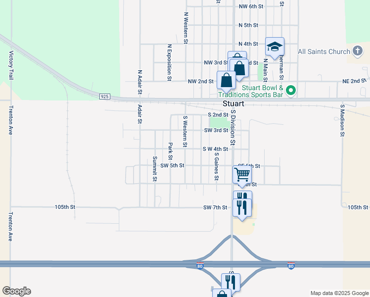 map of restaurants, bars, coffee shops, grocery stores, and more near 504 South Western Street in Stuart