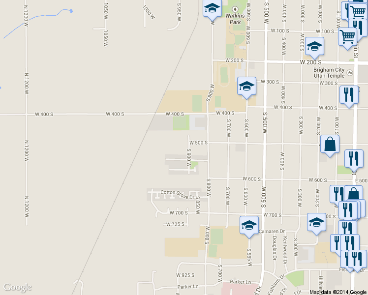 map of restaurants, bars, coffee shops, grocery stores, and more near 518 S 900 W in Brigham City