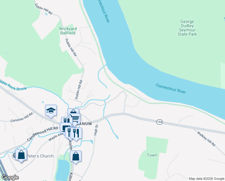 map of restaurants, bars, coffee shops, grocery stores, and more near 18 Depot Road in Haddam