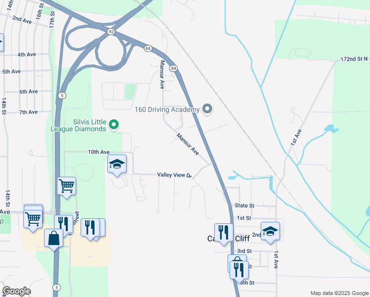 map of restaurants, bars, coffee shops, grocery stores, and more near 602 Mansur Avenue in East Moline