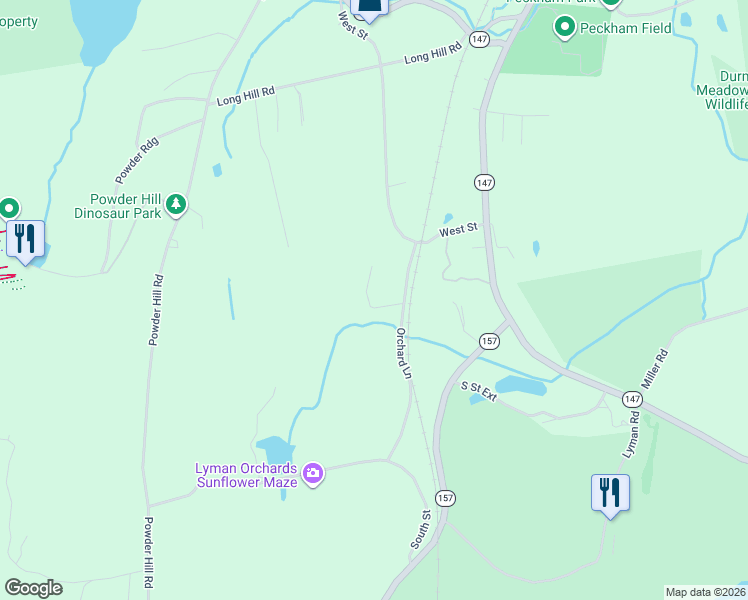 map of restaurants, bars, coffee shops, grocery stores, and more near 23 Orchard Lane in Middlefield