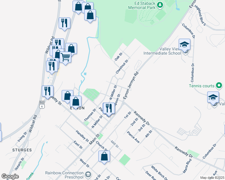 map of restaurants, bars, coffee shops, grocery stores, and more near 217 Simpson Street in Archbald