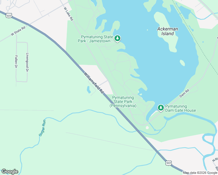 map of restaurants, bars, coffee shops, grocery stores, and more near 3184-3244 Williamsfield Rd in Jamestown