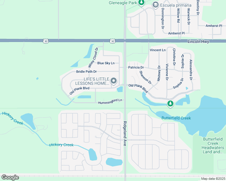 map of restaurants, bars, coffee shops, grocery stores, and more near 6409 Old Plank Boulevard in Matteson