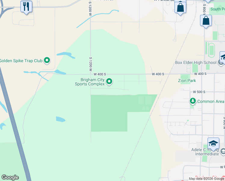 map of restaurants, bars, coffee shops, grocery stores, and more near 535 West 1200 North in Brigham City