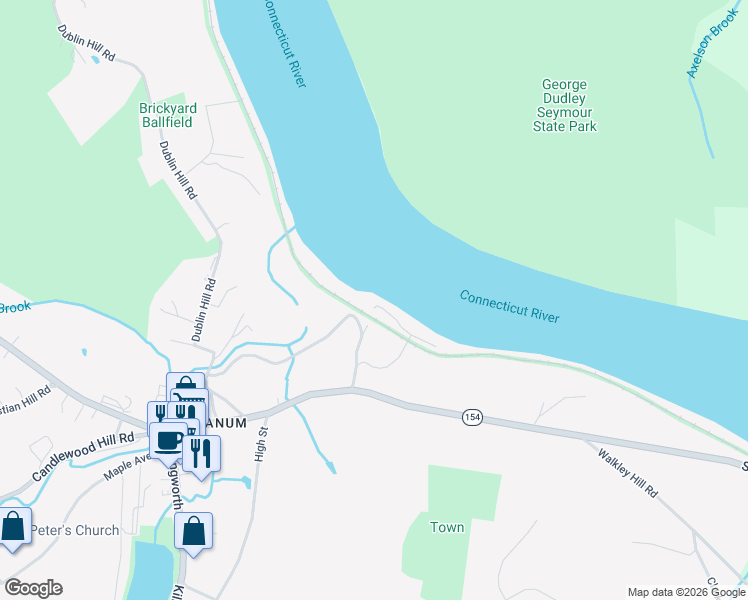 map of restaurants, bars, coffee shops, grocery stores, and more near 18 Depot Road in Haddam