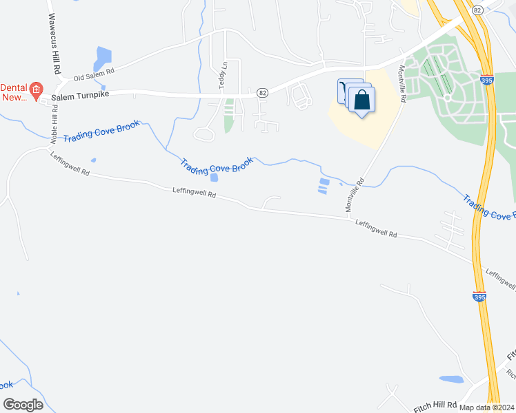 map of restaurants, bars, coffee shops, grocery stores, and more near 220 Leffingwell Road in Montville