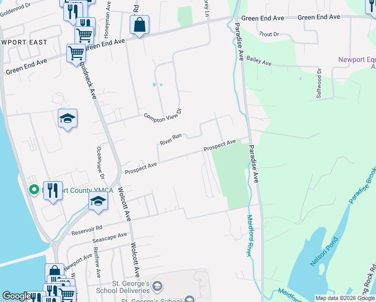 map of restaurants, bars, coffee shops, grocery stores, and more near 170 Prospect Avenue in Middletown