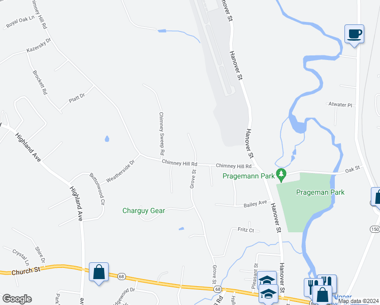 map of restaurants, bars, coffee shops, grocery stores, and more near 115 Grove Street in Wallingford