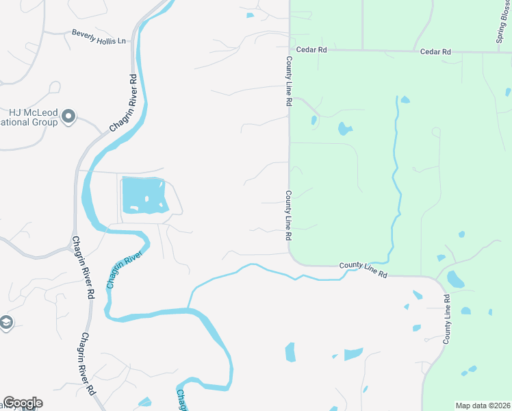 map of restaurants, bars, coffee shops, grocery stores, and more near 13200 County Line Road in Chagrin Falls