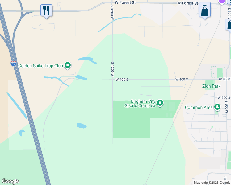 map of restaurants, bars, coffee shops, grocery stores, and more near 1186 West 500 South in Brigham City