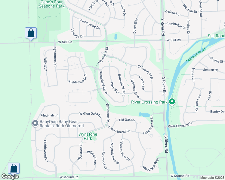 map of restaurants, bars, coffee shops, grocery stores, and more near 1012 Bayhill Lane in Shorewood