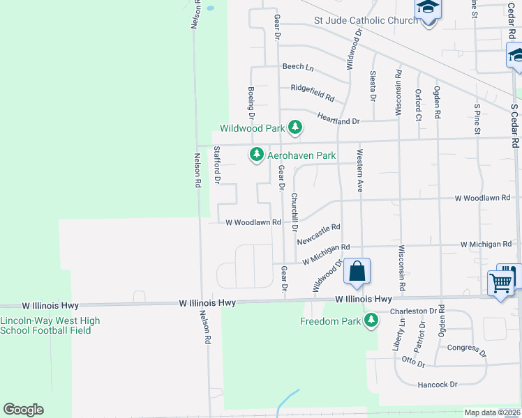 map of restaurants, bars, coffee shops, grocery stores, and more near 813 Chaffee Lane in New Lenox