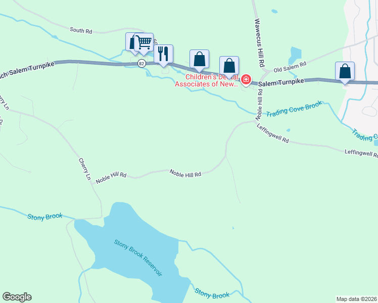 map of restaurants, bars, coffee shops, grocery stores, and more near 135 Noble Hill Road in Montville