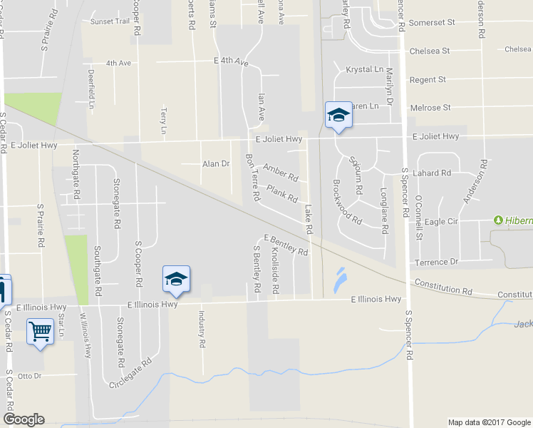 map of restaurants, bars, coffee shops, grocery stores, and more near 737 Bon Terre Road in New Lenox