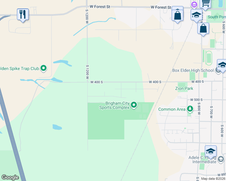 map of restaurants, bars, coffee shops, grocery stores, and more near 1041 West 450 South in Brigham City