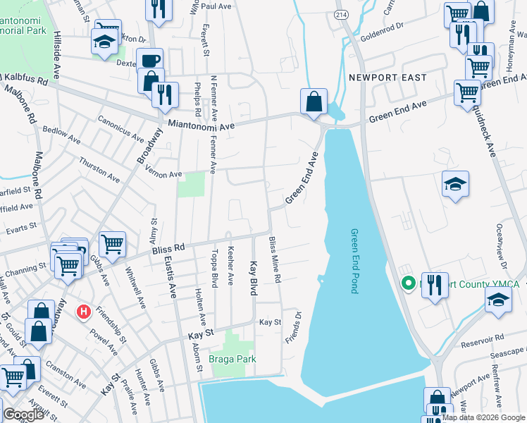map of restaurants, bars, coffee shops, grocery stores, and more near 1 Bliss Mine Road in Middletown