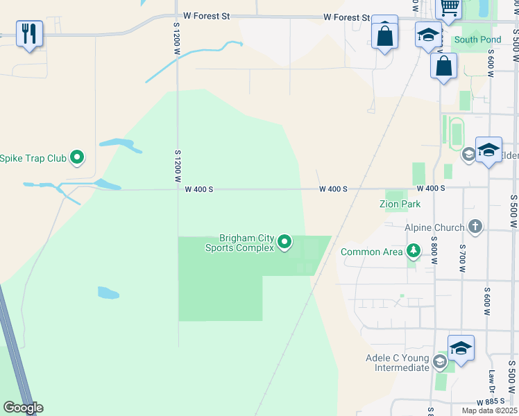map of restaurants, bars, coffee shops, grocery stores, and more near 1099 West 450 South in Brigham City