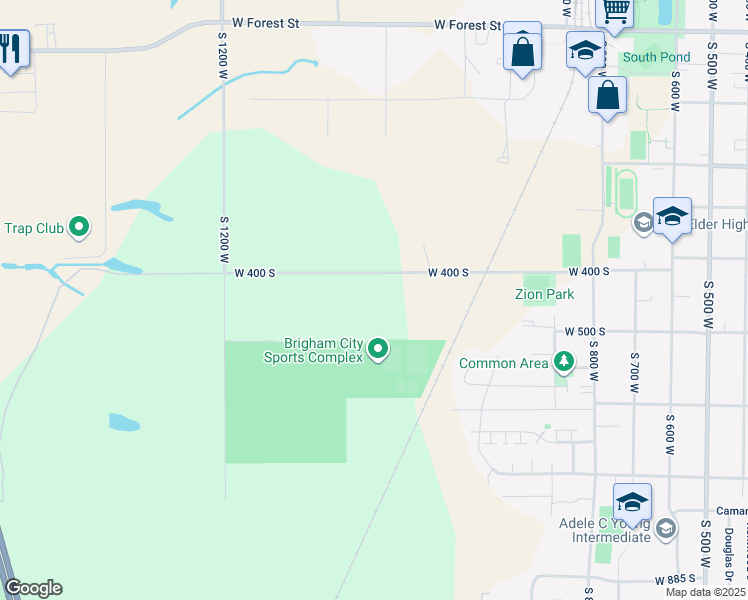 map of restaurants, bars, coffee shops, grocery stores, and more near 1069 West 450 South in Brigham City
