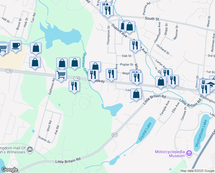 map of restaurants, bars, coffee shops, grocery stores, and more near 10 Nott Place in Newburgh