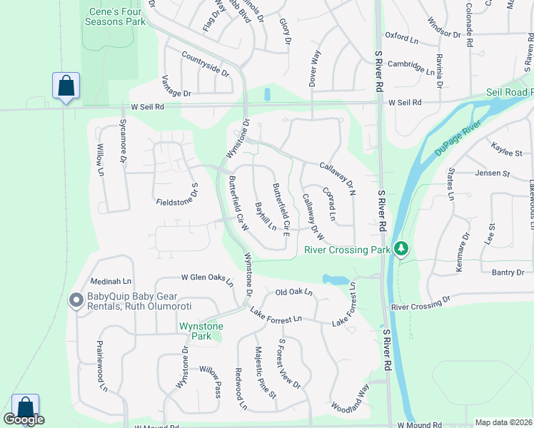 map of restaurants, bars, coffee shops, grocery stores, and more near 1012 Bayhill Lane in Shorewood