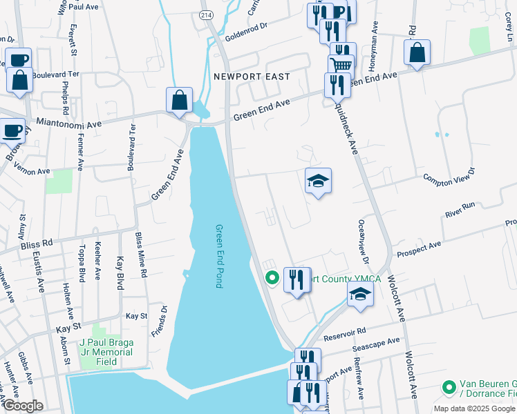 map of restaurants, bars, coffee shops, grocery stores, and more near 55 John Clarke Rd in Middletown