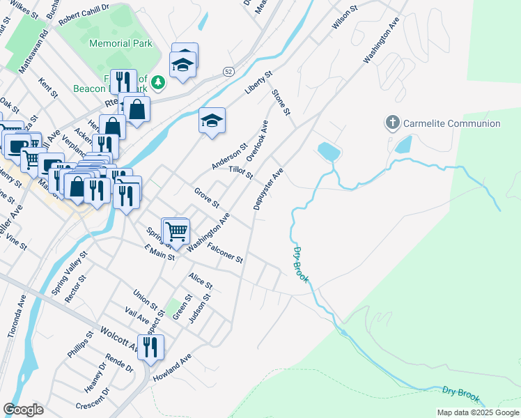 map of restaurants, bars, coffee shops, grocery stores, and more near 111 Depuyster Avenue in Beacon