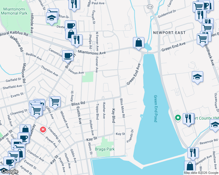 map of restaurants, bars, coffee shops, grocery stores, and more near 3 Sherwood Road in Middletown