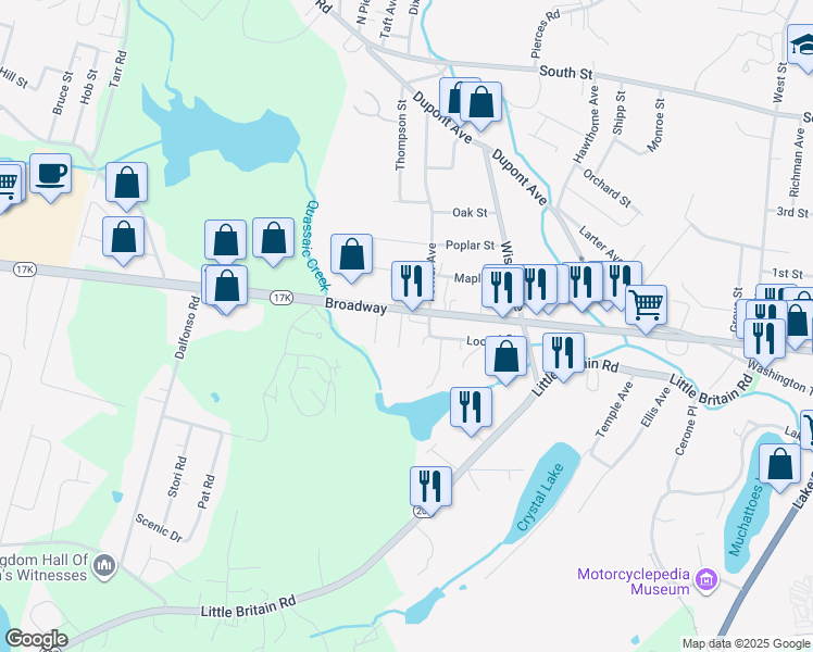 map of restaurants, bars, coffee shops, grocery stores, and more near 10 Nott Place in Newburgh