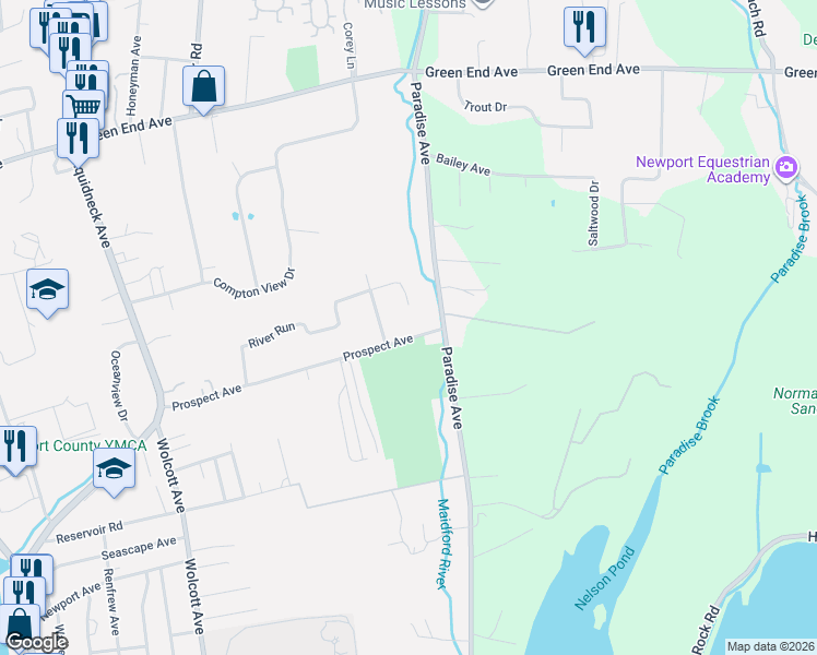 map of restaurants, bars, coffee shops, grocery stores, and more near 41 Prospect Avenue in Middletown