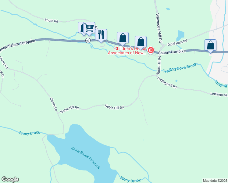 map of restaurants, bars, coffee shops, grocery stores, and more near 135 Noble Hill Road in Montville