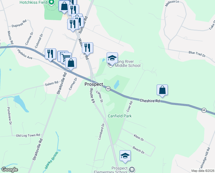 map of restaurants, bars, coffee shops, grocery stores, and more near 11 Cheshire Road in Prospect