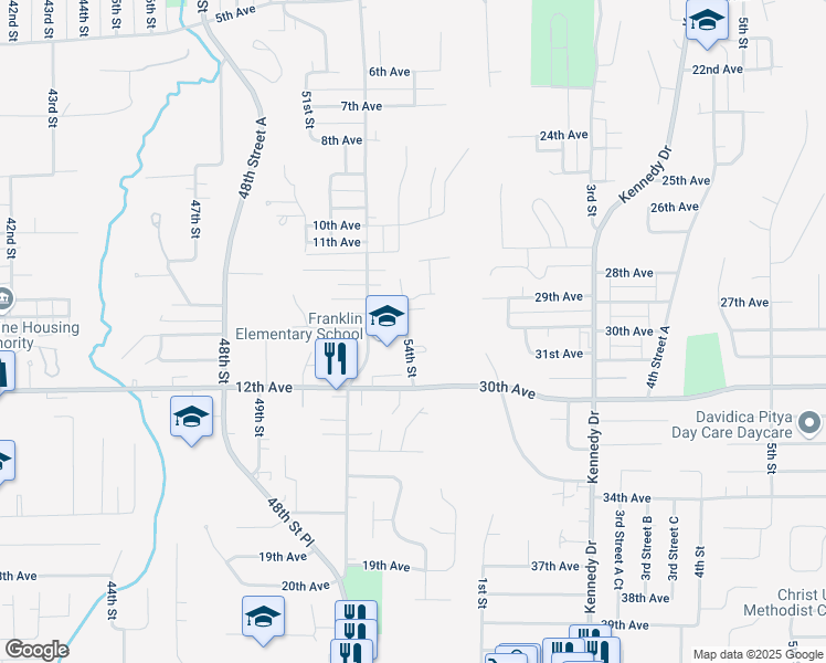 map of restaurants, bars, coffee shops, grocery stores, and more near 1152 54th Street in Moline