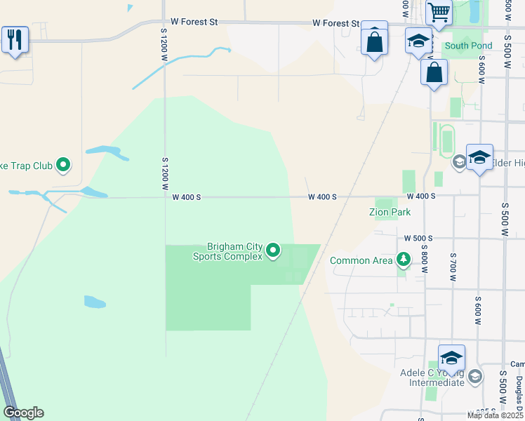 map of restaurants, bars, coffee shops, grocery stores, and more near 1072 West 450 South in Brigham City